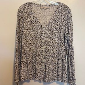 LOFT Peplum Button-Down Top